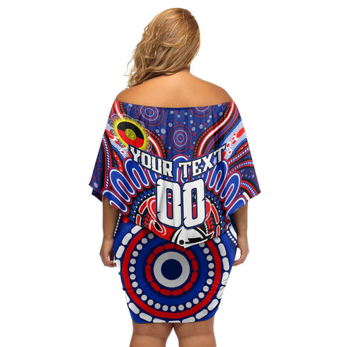 Custom NAIDOC Week 2024 Knights Family Matching Off Shoulder Short Dress and Hawaiian Shirt Mascot Rugby DT02