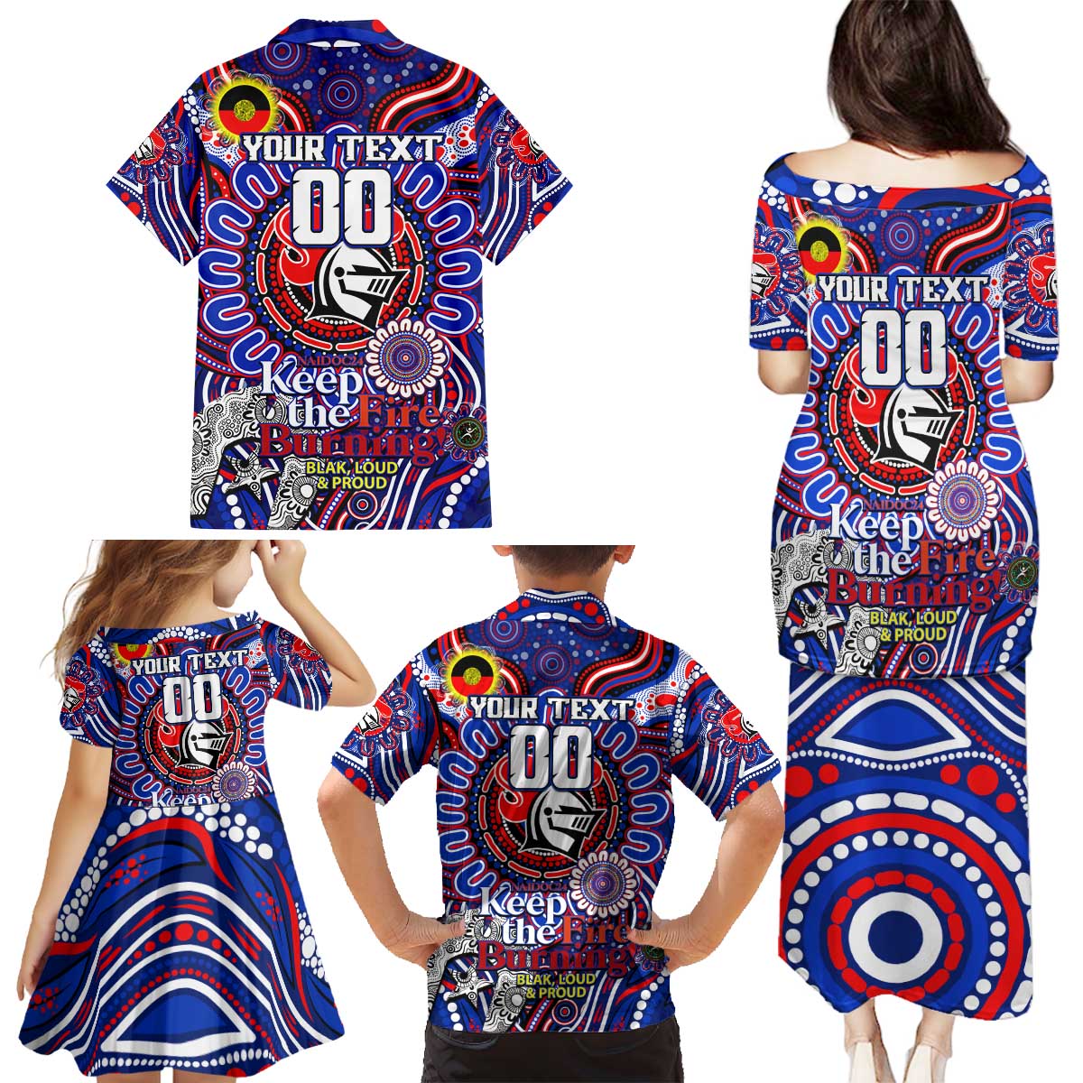 Custom NAIDOC Week 2024 Knights Family Matching Puletasi and Hawaiian Shirt Mascot Rugby DT02