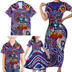 Custom NAIDOC Week 2024 Knights Family Matching Short Sleeve Bodycon Dress and Hawaiian Shirt Mascot Rugby DT02