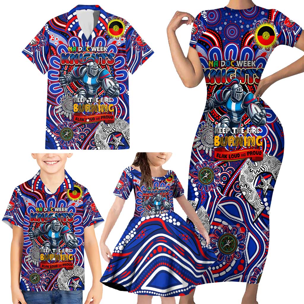 Custom NAIDOC Week 2024 Knights Family Matching Short Sleeve Bodycon Dress and Hawaiian Shirt Mascot Rugby DT02