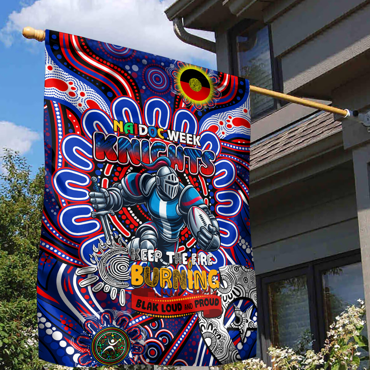 NAIDOC Week 2024 Knights Garden Flag Mascot Rugby