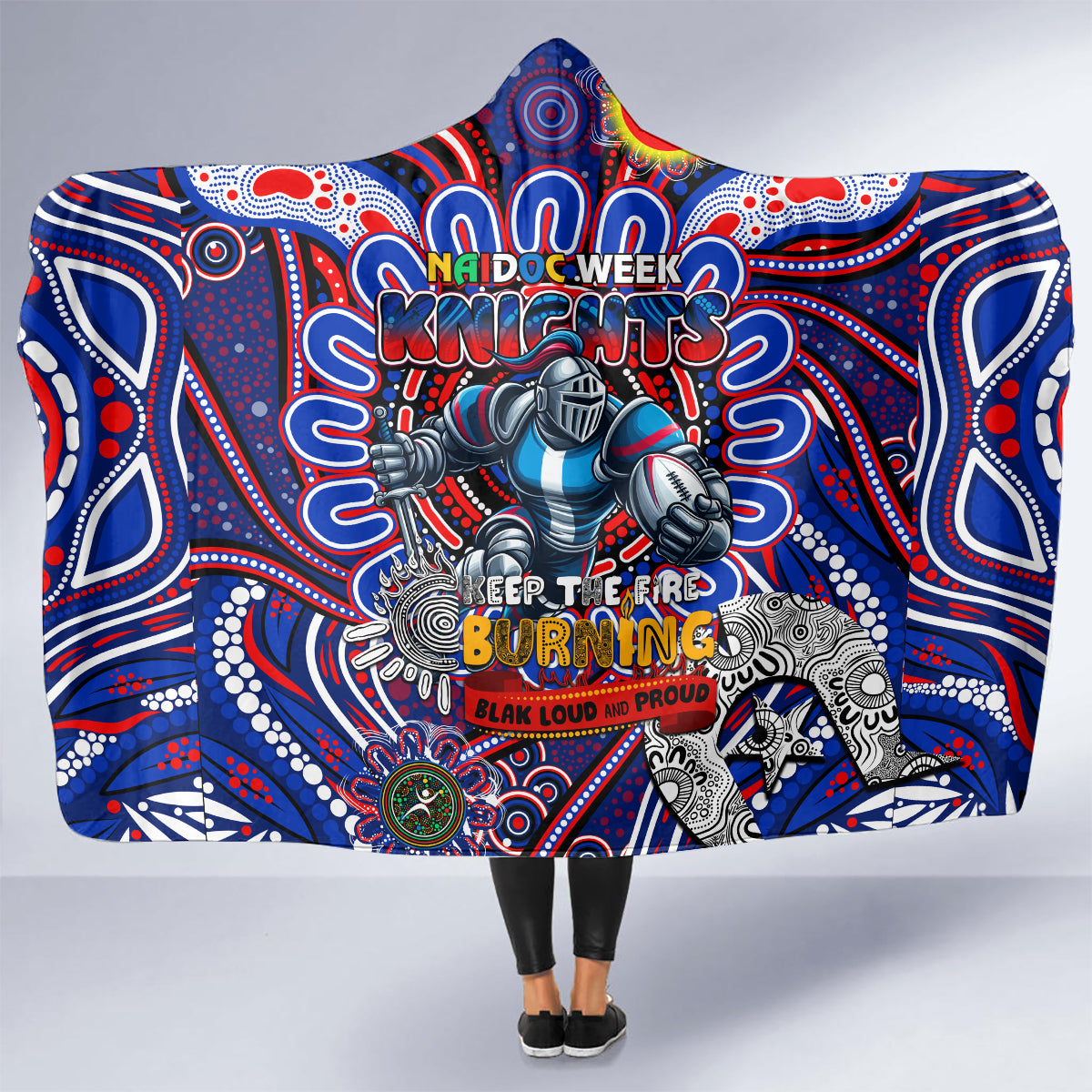 NAIDOC Week 2024 Knights Hooded Blanket Mascot Rugby