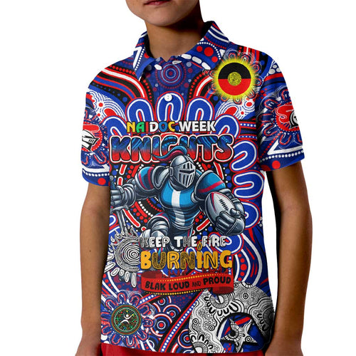 Custom NAIDOC Week 2024 Knights Kid Polo Shirt Mascot Rugby DT02