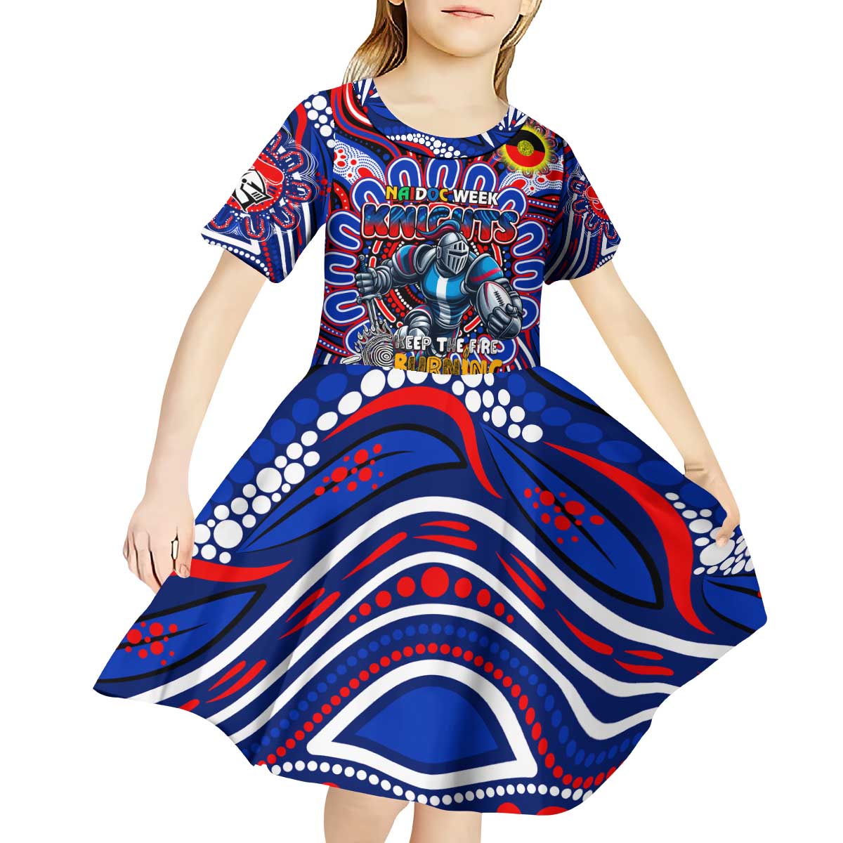 Custom NAIDOC Week 2024 Knights Kid Short Sleeve Dress Mascot Rugby DT02