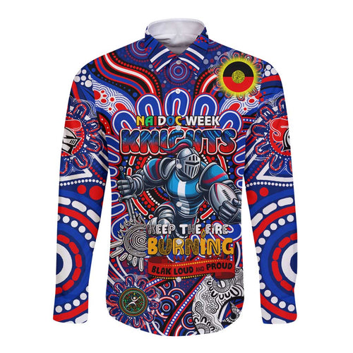 Custom NAIDOC Week 2024 Knights Long Sleeve Button Shirt Mascot Rugby DT02