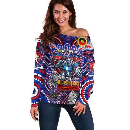 Custom NAIDOC Week 2024 Knights Off Shoulder Sweater Mascot Rugby DT02