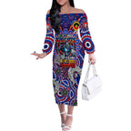 Custom NAIDOC Week 2024 Knights Off The Shoulder Long Sleeve Dress Mascot Rugby DT02