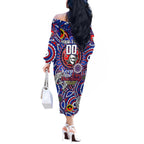 Custom NAIDOC Week 2024 Knights Off The Shoulder Long Sleeve Dress Mascot Rugby DT02