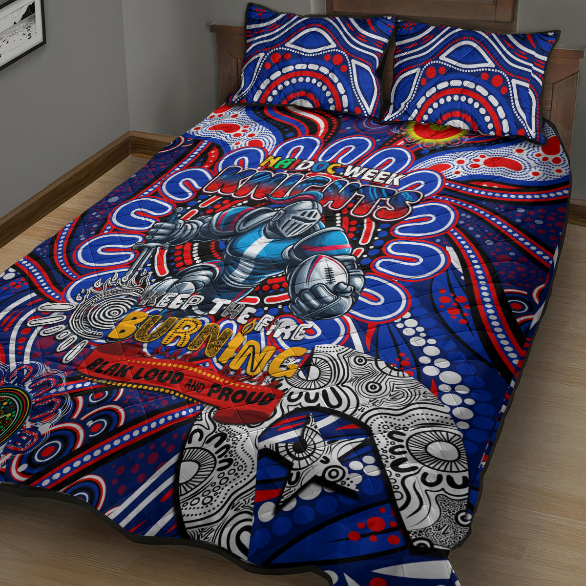 NAIDOC Week 2024 Knights Quilt Bed Set Mascot Rugby
