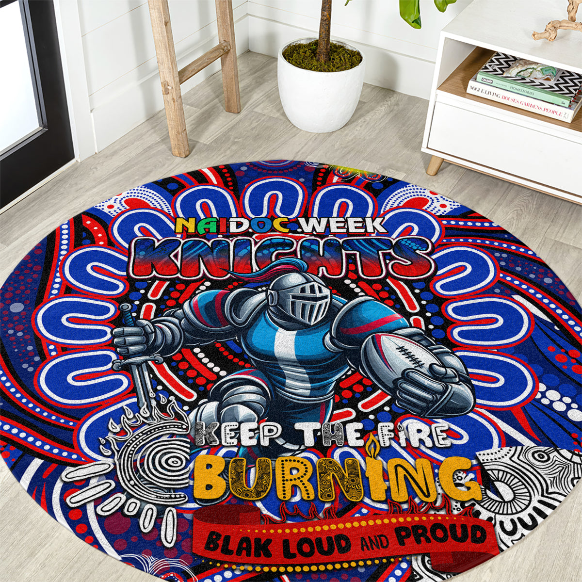 NAIDOC Week 2024 Knights Round Carpet Mascot Rugby