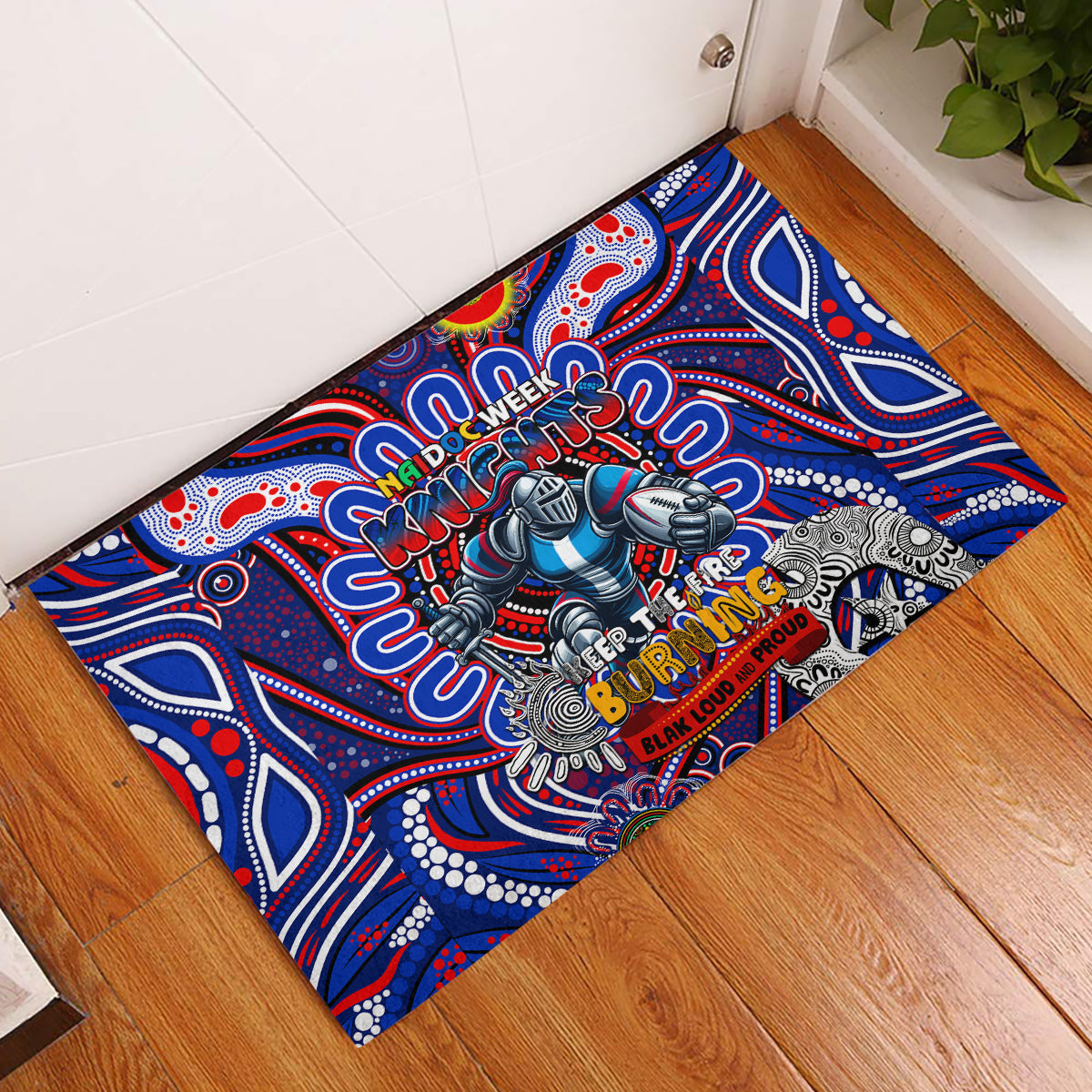 NAIDOC Week 2024 Knights Rubber Doormat Mascot Rugby