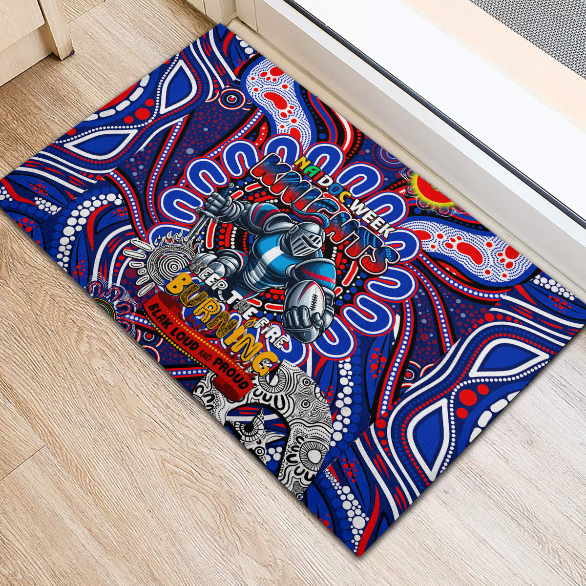 NAIDOC Week 2024 Knights Rubber Doormat Mascot Rugby