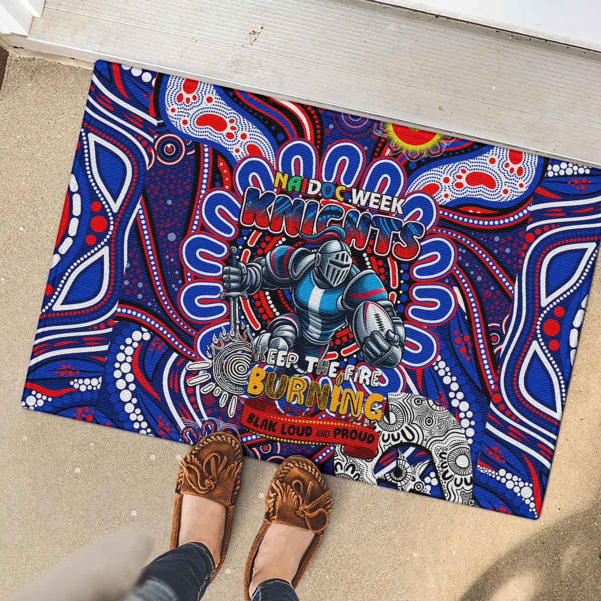 NAIDOC Week 2024 Knights Rubber Doormat Mascot Rugby