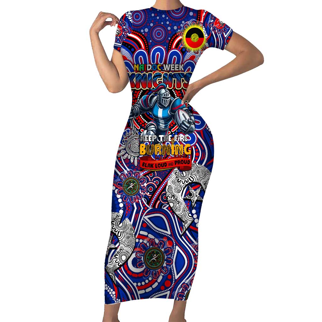 Custom NAIDOC Week 2024 Knights Short Sleeve Bodycon Dress Mascot Rugby DT02