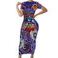 Custom NAIDOC Week 2024 Knights Short Sleeve Bodycon Dress Mascot Rugby DT02