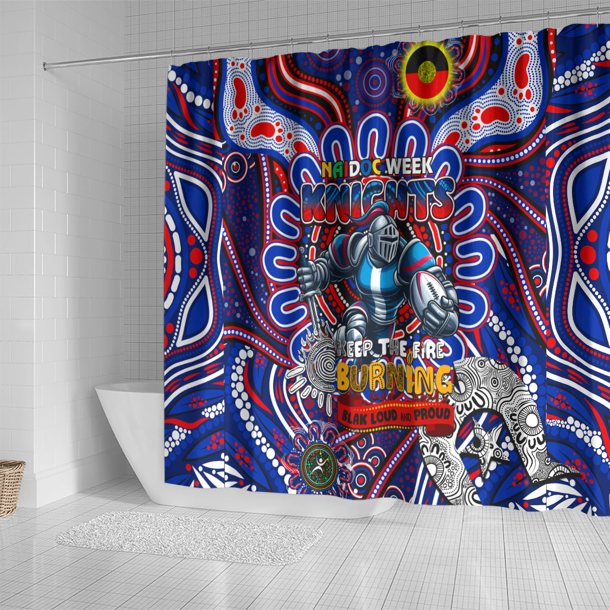 NAIDOC Week 2024 Knights Shower Curtain Mascot Rugby