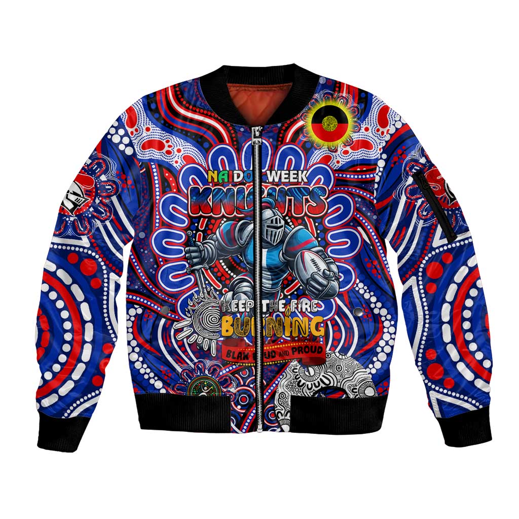 Custom NAIDOC Week 2024 Knights Sleeve Zip Bomber Jacket Mascot Rugby DT02