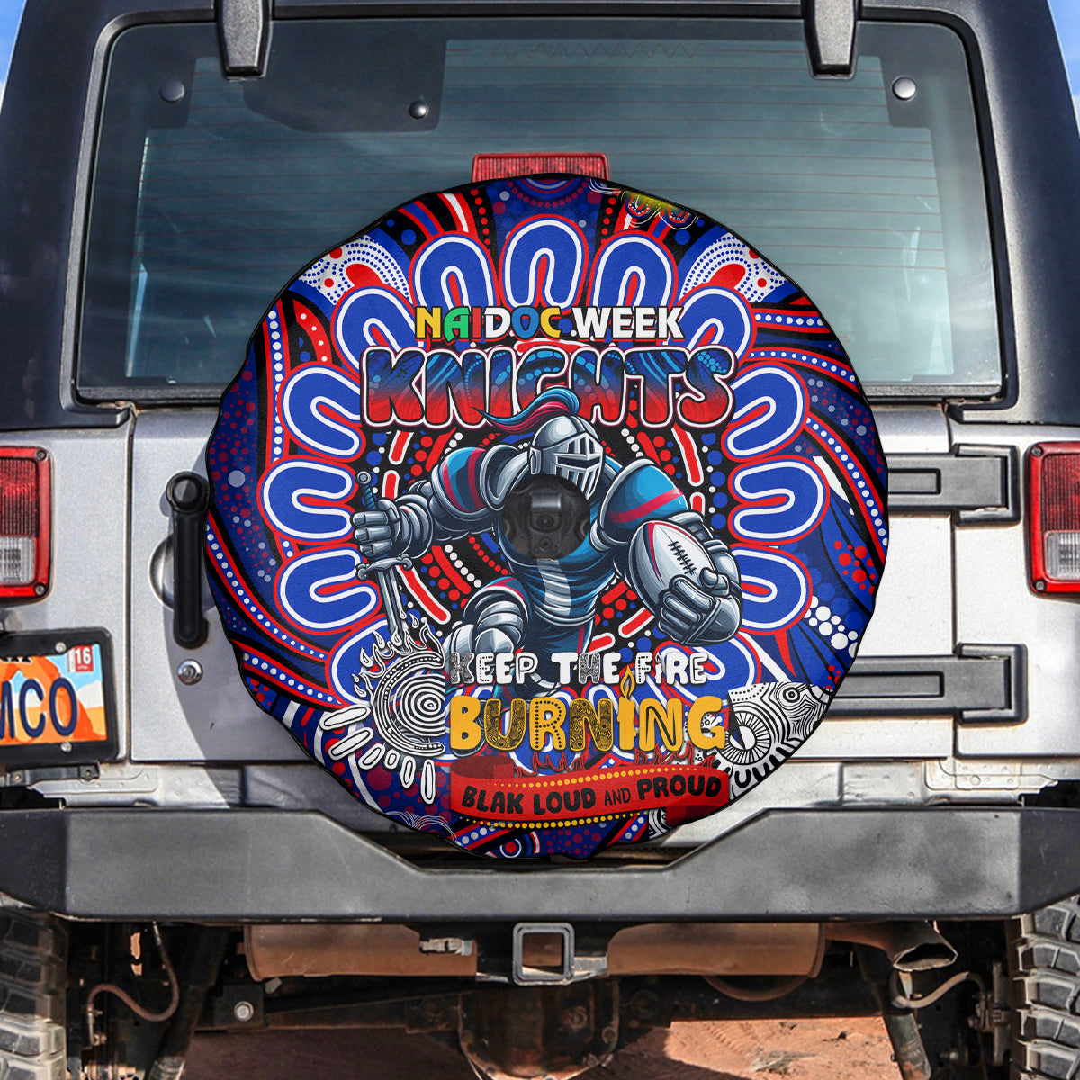 NAIDOC Week 2024 Knights Spare Tire Cover Mascot Rugby