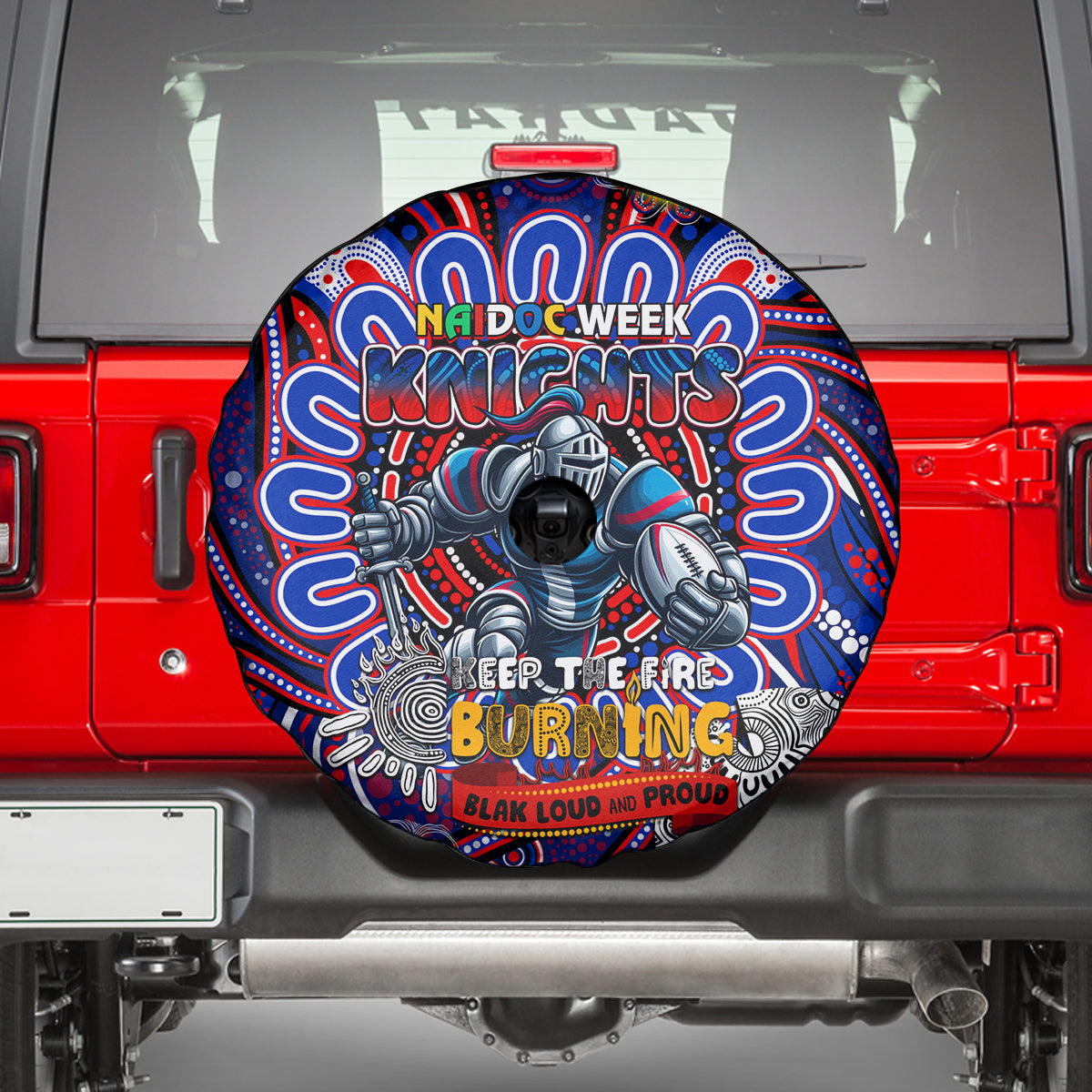 NAIDOC Week 2024 Knights Spare Tire Cover Mascot Rugby
