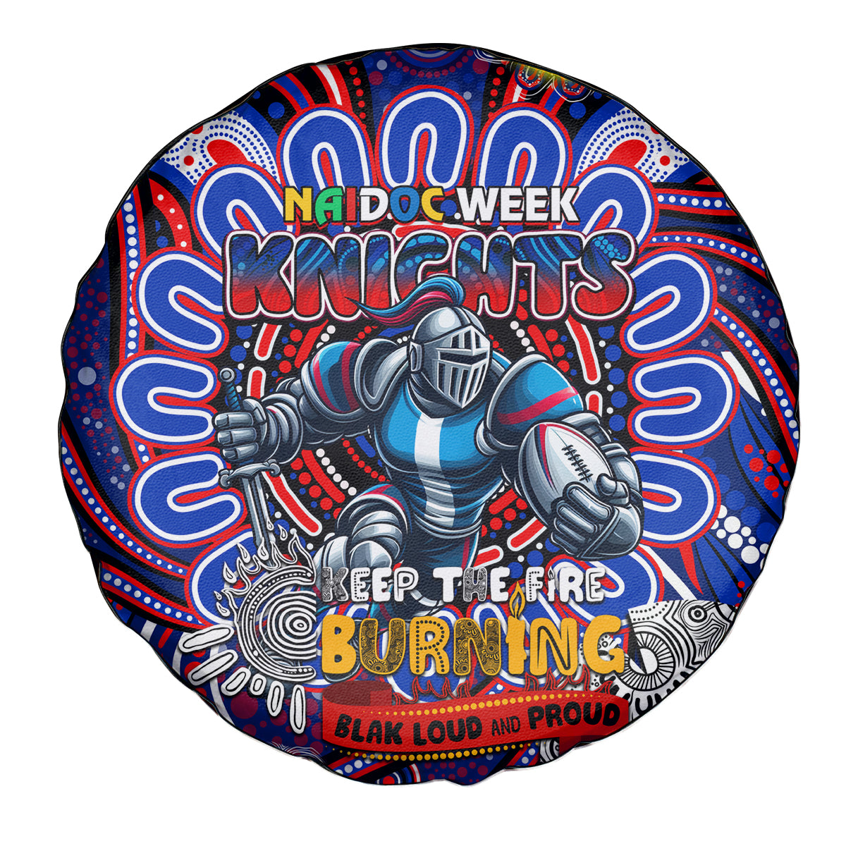 NAIDOC Week 2024 Knights Spare Tire Cover Mascot Rugby