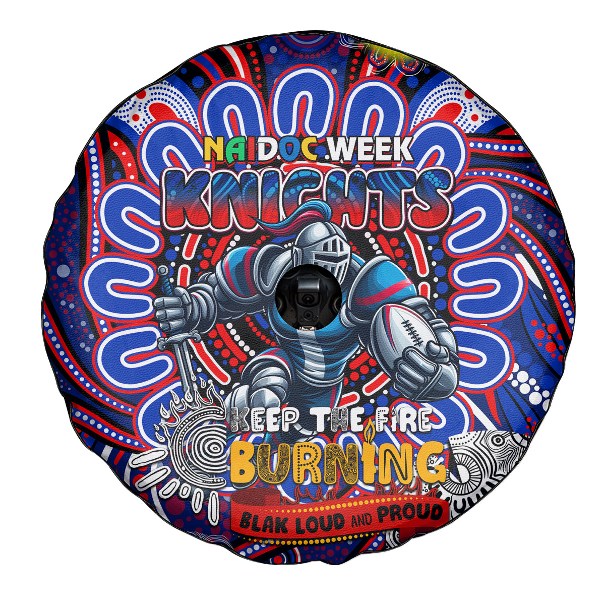 NAIDOC Week 2024 Knights Spare Tire Cover Mascot Rugby