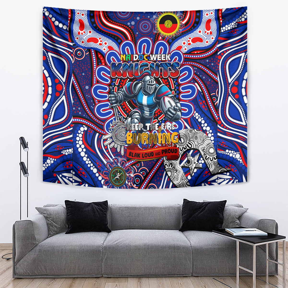 NAIDOC Week 2024 Knights Tapestry Mascot Rugby