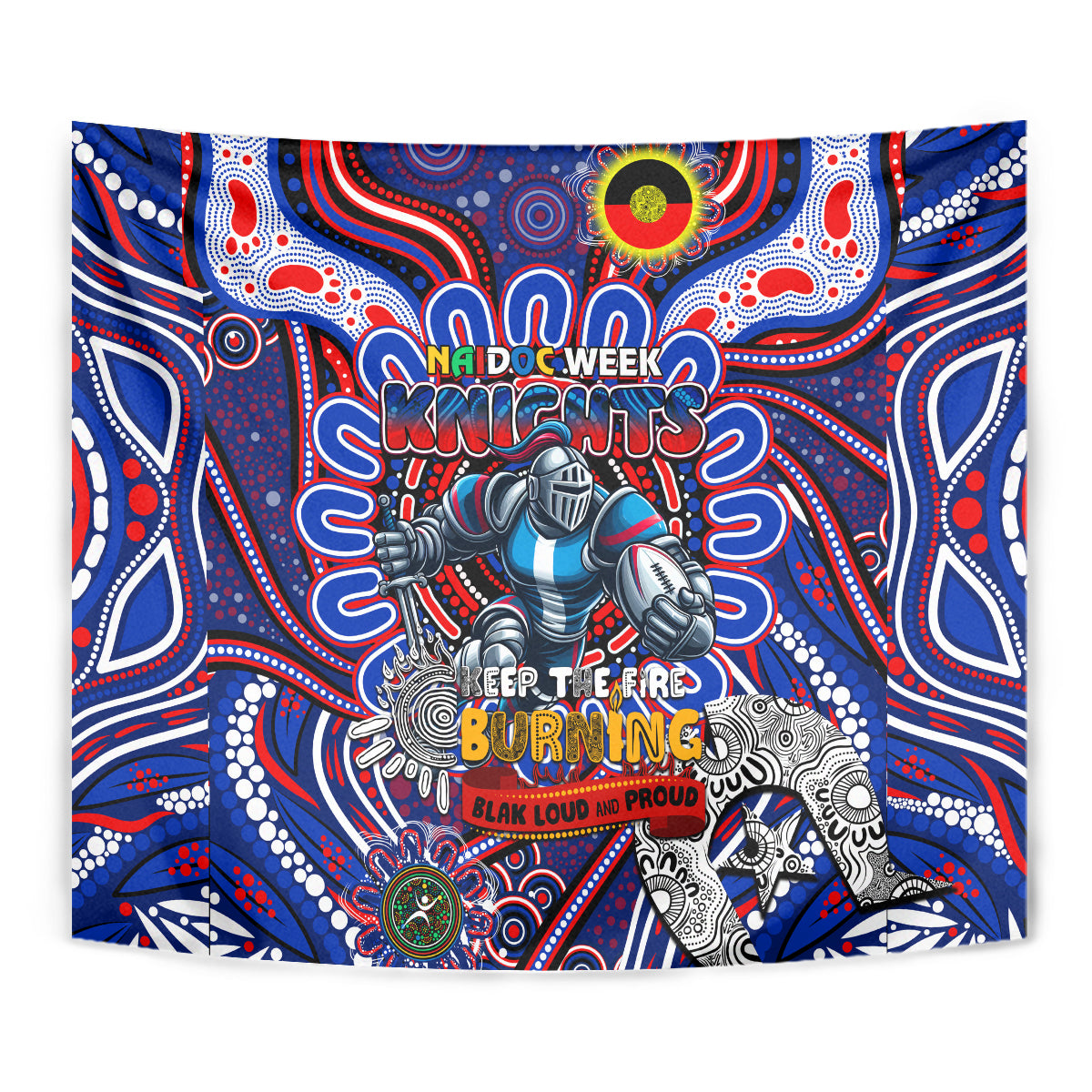 NAIDOC Week 2024 Knights Tapestry Mascot Rugby