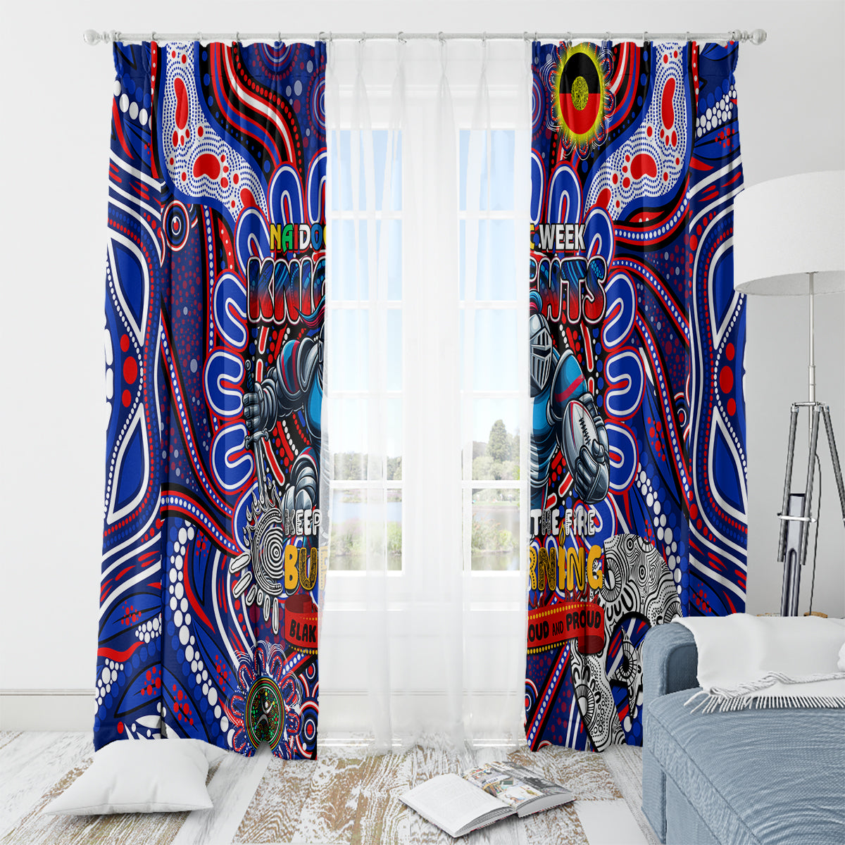 NAIDOC Week 2024 Knights Window Curtain Mascot Rugby