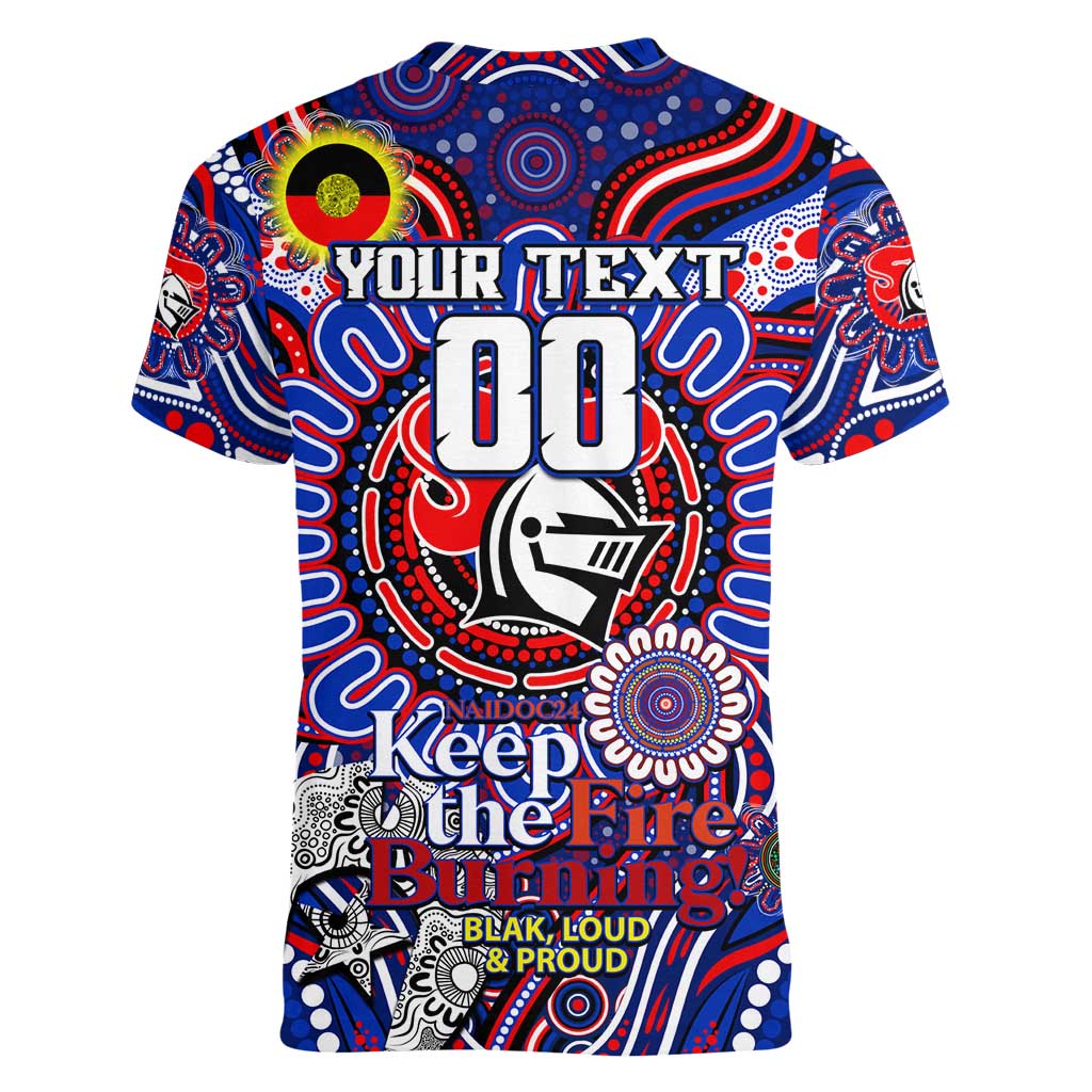 Custom NAIDOC Week 2024 Knights Women V-Neck T-Shirt Mascot Rugby