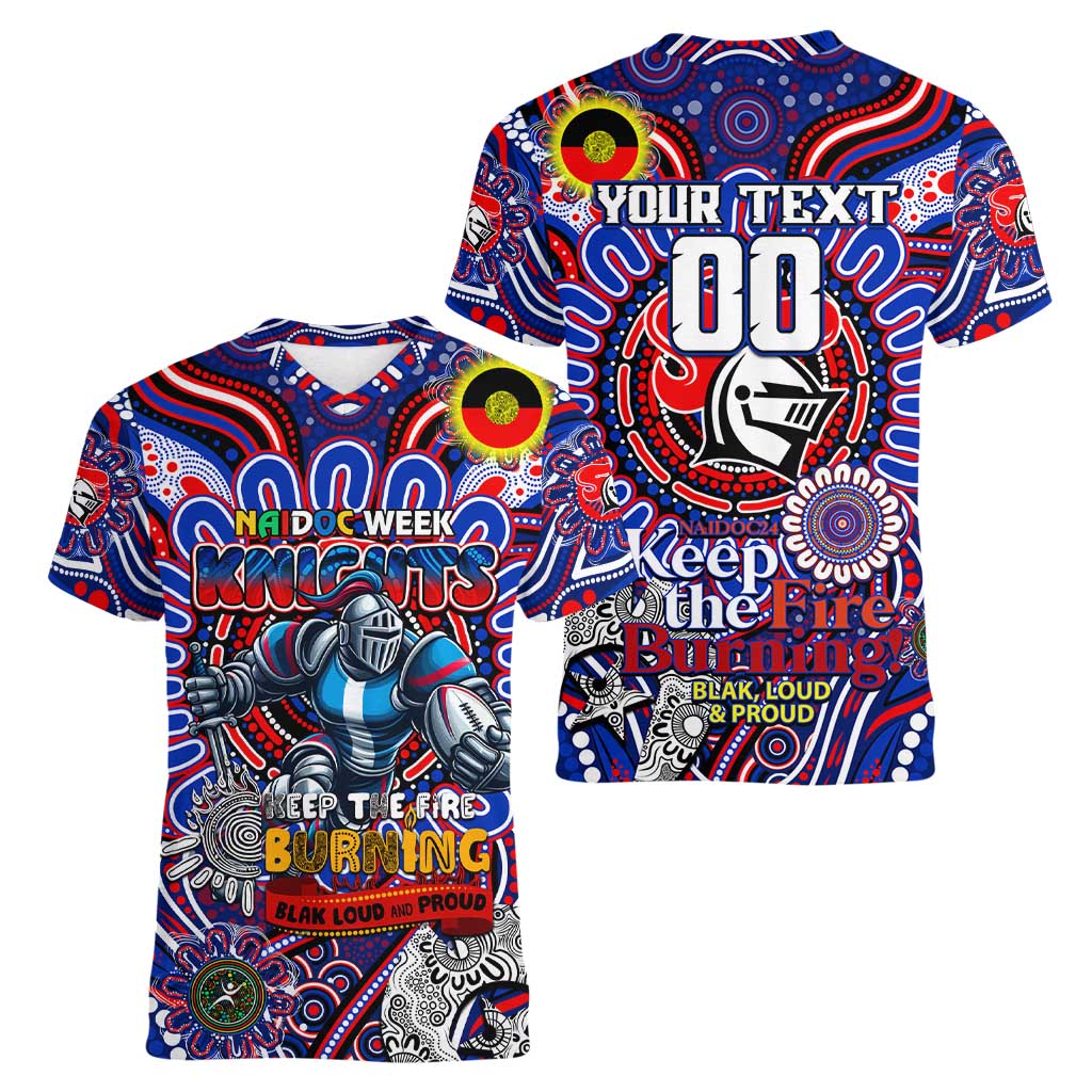 Custom NAIDOC Week 2024 Knights Women V-Neck T-Shirt Mascot Rugby