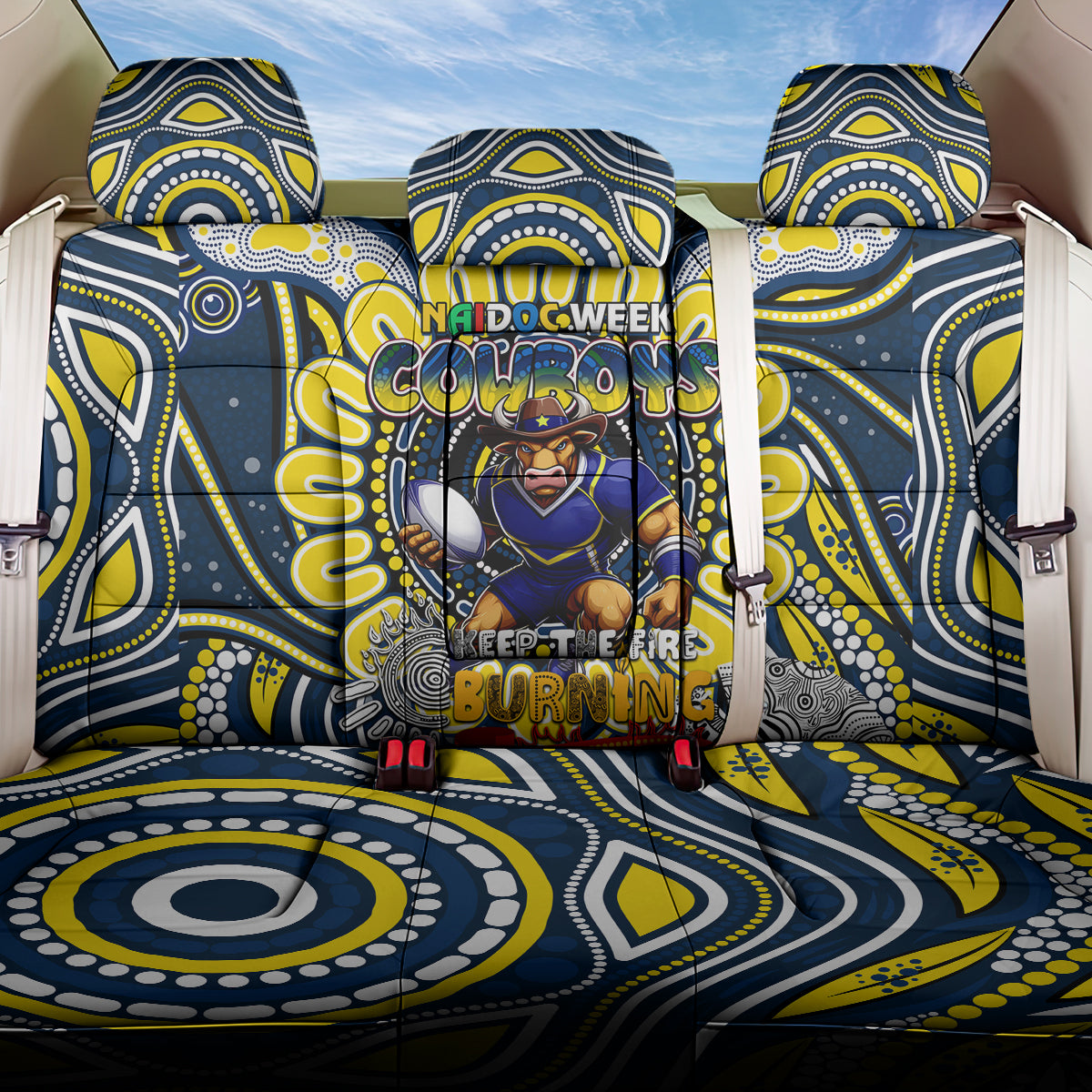 NAIDOC Week 2024 Cowboys Back Car Seat Cover Mascot Rugby