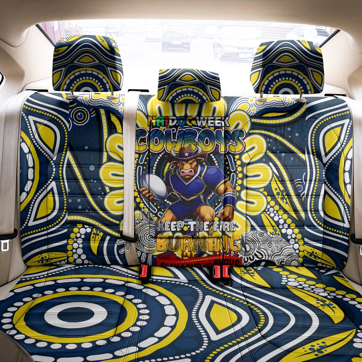 NAIDOC Week 2024 Cowboys Back Car Seat Cover Mascot Rugby