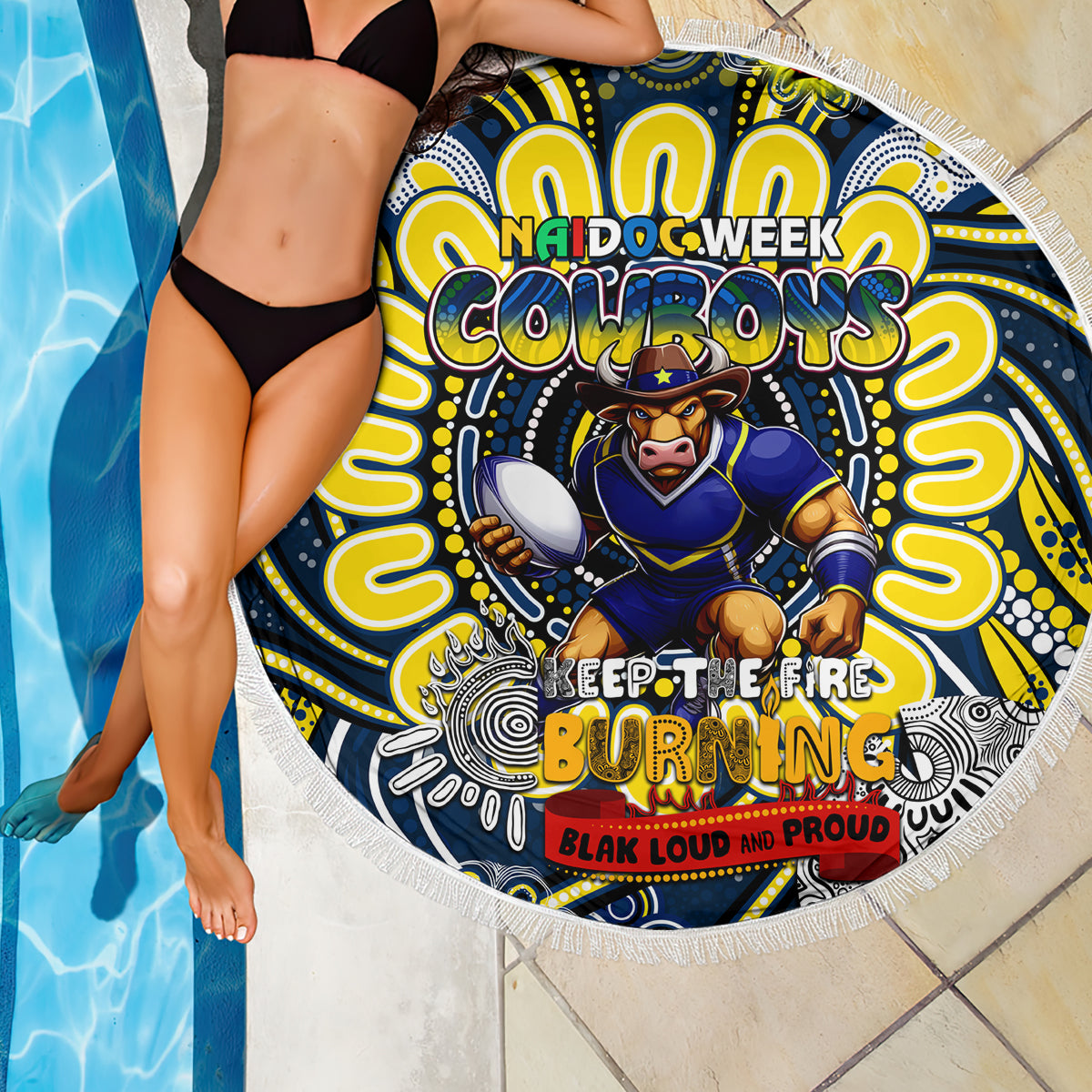 NAIDOC Week 2024 Cowboys Beach Blanket Mascot Rugby