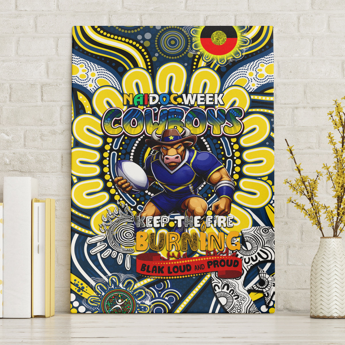 NAIDOC Week 2024 Cowboys Canvas Wall Art Mascot Rugby
