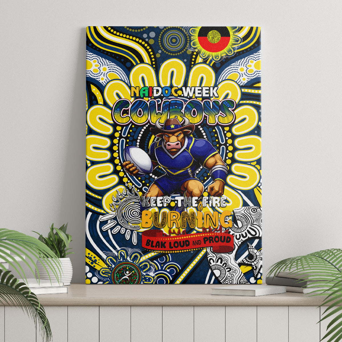 NAIDOC Week 2024 Cowboys Canvas Wall Art Mascot Rugby