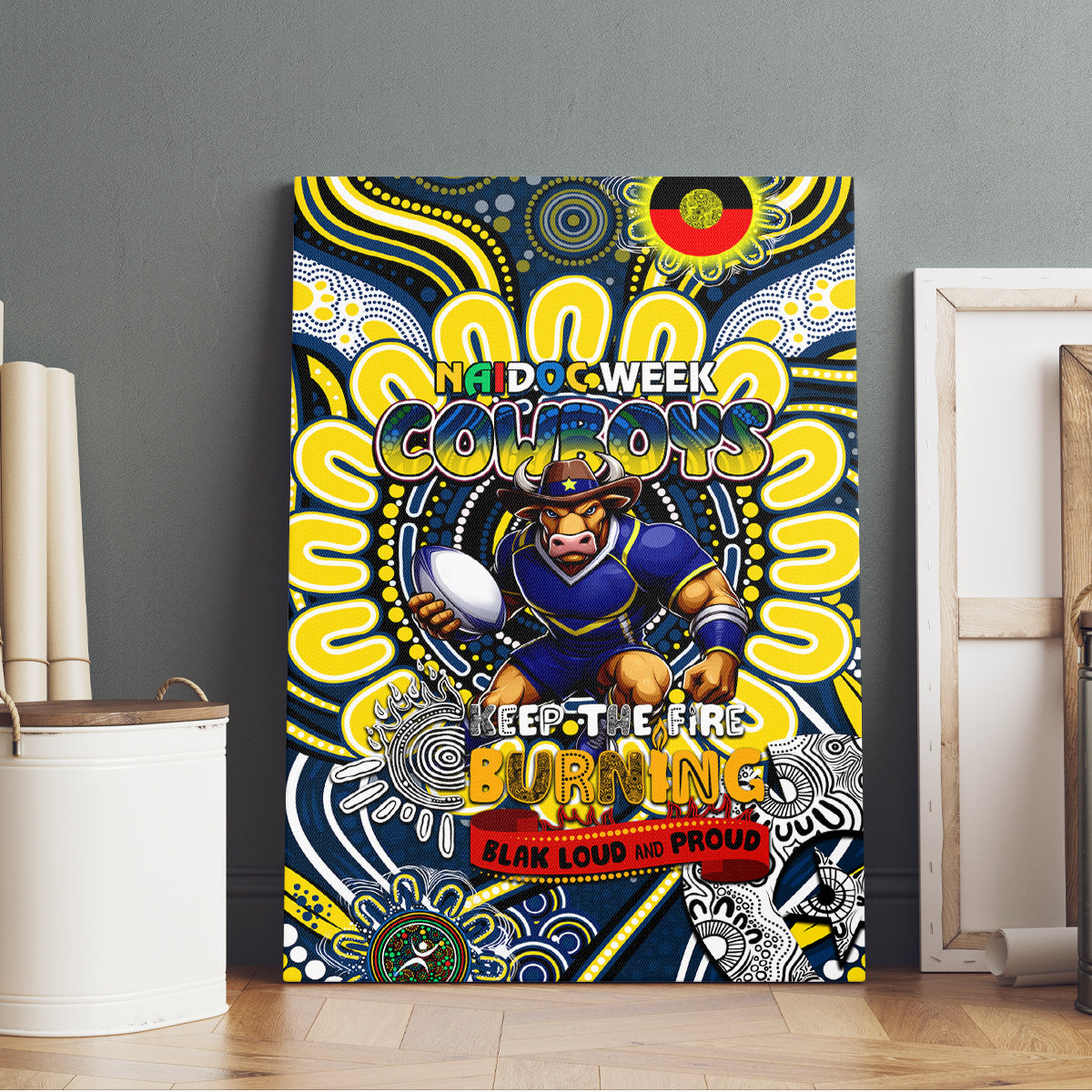 NAIDOC Week 2024 Cowboys Canvas Wall Art Mascot Rugby