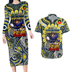 Custom NAIDOC Week 2024 Cowboys Couples Matching Long Sleeve Bodycon Dress and Hawaiian Shirt Mascot Rugby