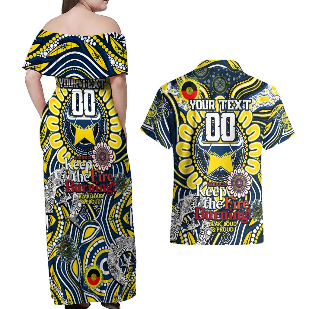 Custom NAIDOC Week 2024 Cowboys Couples Matching Off Shoulder Maxi Dress and Hawaiian Shirt Mascot Rugby