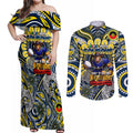 Custom NAIDOC Week 2024 Cowboys Couples Matching Off Shoulder Maxi Dress and Long Sleeve Button Shirt Mascot Rugby