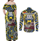 Custom NAIDOC Week 2024 Cowboys Couples Matching Off Shoulder Maxi Dress and Long Sleeve Button Shirt Mascot Rugby