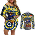 Custom NAIDOC Week 2024 Cowboys Couples Matching Off Shoulder Short Dress and Long Sleeve Button Shirt Mascot Rugby