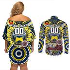 Custom NAIDOC Week 2024 Cowboys Couples Matching Off Shoulder Short Dress and Long Sleeve Button Shirt Mascot Rugby
