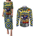 Custom NAIDOC Week 2024 Cowboys Couples Matching Puletasi and Long Sleeve Button Shirt Mascot Rugby