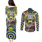 Custom NAIDOC Week 2024 Cowboys Couples Matching Puletasi and Long Sleeve Button Shirt Mascot Rugby