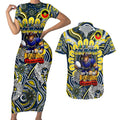 Custom NAIDOC Week 2024 Cowboys Couples Matching Short Sleeve Bodycon Dress and Hawaiian Shirt Mascot Rugby