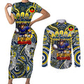 Custom NAIDOC Week 2024 Cowboys Couples Matching Short Sleeve Bodycon Dress and Long Sleeve Button Shirt Mascot Rugby