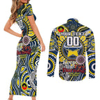 Custom NAIDOC Week 2024 Cowboys Couples Matching Short Sleeve Bodycon Dress and Long Sleeve Button Shirt Mascot Rugby
