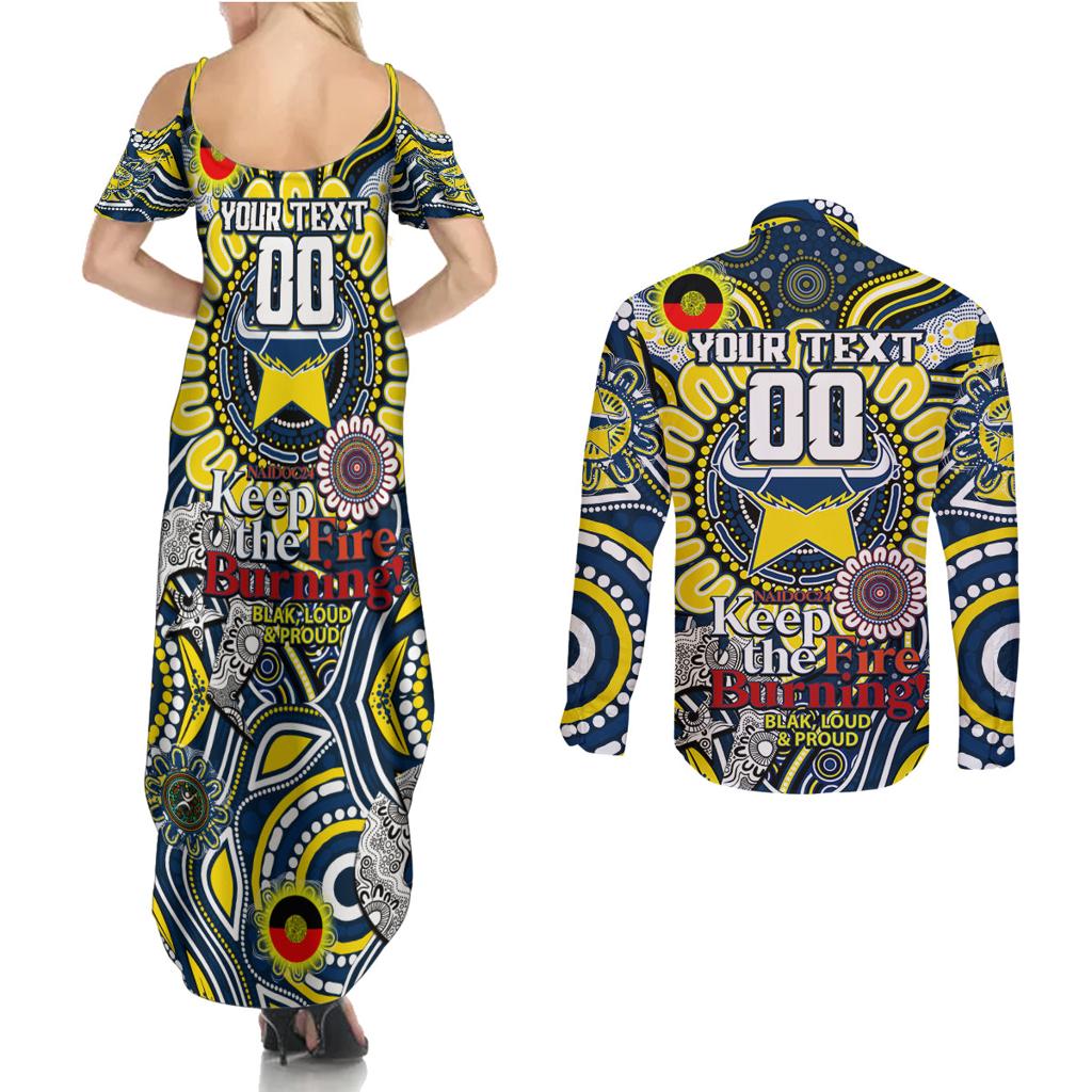 Custom NAIDOC Week 2024 Cowboys Couples Matching Summer Maxi Dress and Long Sleeve Button Shirt Mascot Rugby