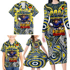 Custom NAIDOC Week 2024 Cowboys Family Matching Long Sleeve Bodycon Dress and Hawaiian Shirt Mascot Rugby