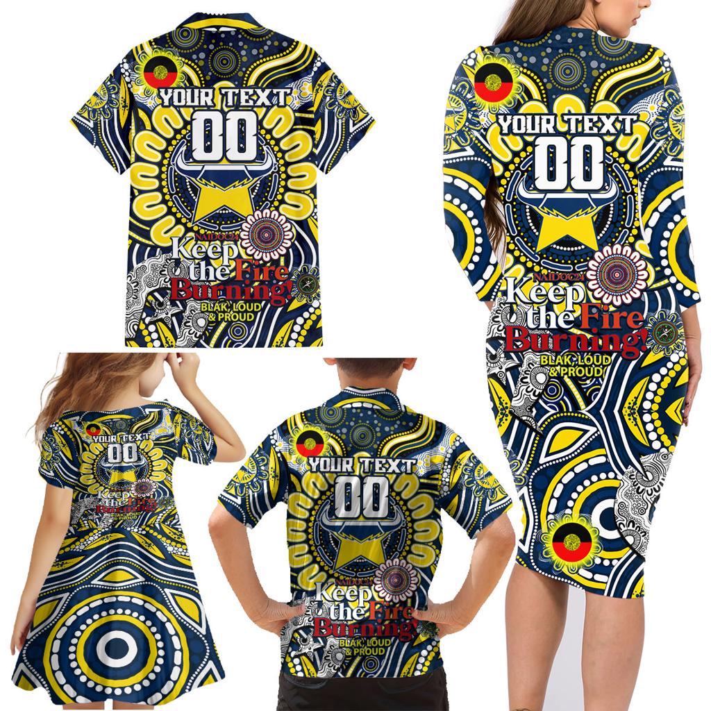 Custom NAIDOC Week 2024 Cowboys Family Matching Long Sleeve Bodycon Dress and Hawaiian Shirt Mascot Rugby